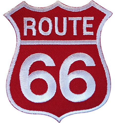 Red Route 66 - Toppa termoadesiva da cucire su vestiti ricamati, Stati Uniti