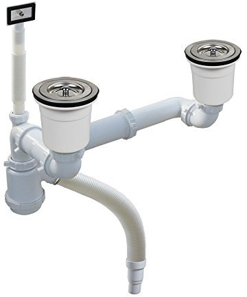 Doble fregadero Kit de tubo y Kit de drenaje Colador de cocina