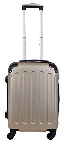 Todeco - Valise à Main, Bagage pour Cabine - Taille (roues incluses): 56 x 38 x 22 cm - Taille intérieure: 49 x 35 x 21 cm - Coins protégés, Bagage de cabine 51 cm, Champagne, ABS
