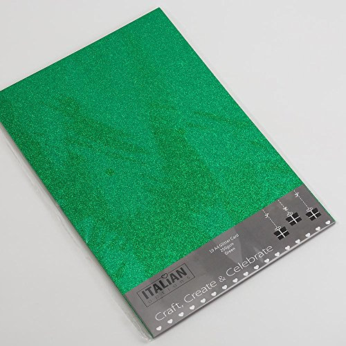 Italian Options 250 g/m² fusselfreies Glitzer-Karton-Bastelpapier, 10 Blatt, A4-Größe, Grün