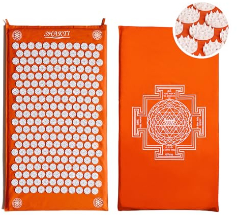 ShaktiMat [L'original] Tapis Acupression pour la Relaxation – Soulage la douleur dans le Dos, Pieds, Nuque, Jambes - Améliore la circulation sanguine & Sommeil – Orange