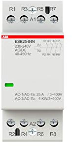 ABB ESB25-04N-06 Installationsschütz (Öffner) – 25 A 4 Öffner (4 NC) 230–240 V AC/DC 4-polig, 36 mm für DIN-Hutschiene geräuscharm