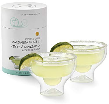 OUTSET Margarita-Gläser ohne Stiel, doppelwandig, Borosilikatglas, 2 Stück