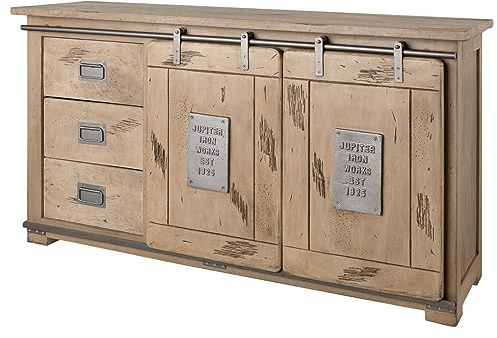 Sideboard Kommode 150cm 2 Türen 3 Schubladen Mangoholz Holz massiv geweißt