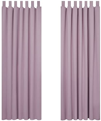 Deconovo Vorhang Verdunkelung Thermo Vorhänge Lärmschutz Schlaufenvorhang, 245x140 cm(HöhexBreite), Hellpink, 2er Set