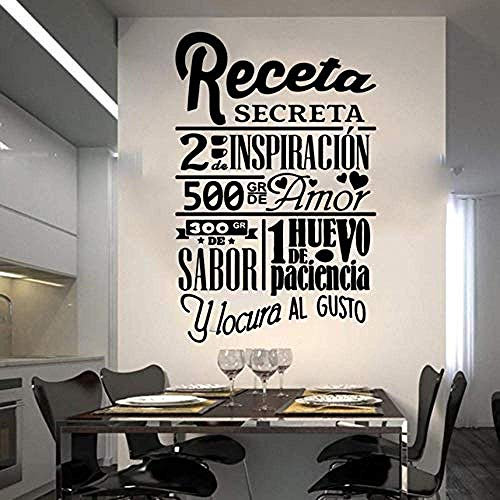 Wandaufkleber Großes Rezept Geheimes Spanisches Zitat Wandaufkleber Küche Esszimmer Küchenchef Rezept Chefkoch Wandtattoo Fliesen Küche Vinyl 87X56Cm