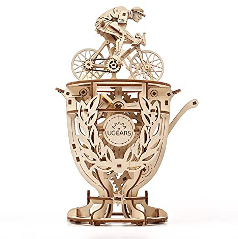 UGEARS Automaton Cyclist 3D-Puzzles – Vatertagsgeschenk, Holzmodellbausätze für Erwachsene zum Bauen Klassisches Tour-De-France-Cup-Fahrrad-Holzpuzzle 3D Holzpuzzles für Erwachsene mit Gummibandmotor