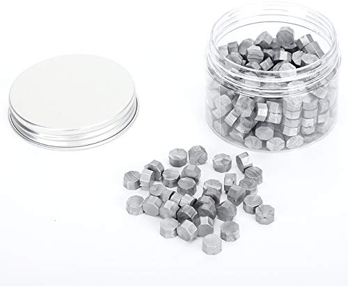 200 Stück Siegelwachs Perlen Set Silber Vintage Siegel Wachssiegel Achteckige Wachsperlen für Briefumschläge, Hochzeit Karten, DIY Geschenkbox Dekoration