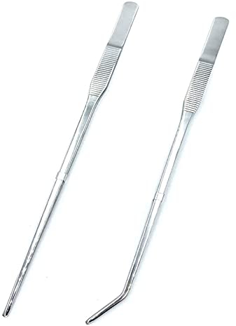 Wenplus Pinzetten-Set für Aquarien, Edelstahl, gerade und gebogen, Langer Griff, Reptilien-Futterzange für Wasserpflanzen, Eidechsen, Spinnen, Schlangen, Gartenreparatur, 10.6 Zoll, Silber