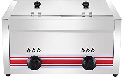 Deep Fryer Freidora de Gas 10/20/30 L, freidora de Gas Profesional de Acero Inoxidable Comercial con Cuchara de Cesta para encimera de Restaurante Comercial Máquina para cocinar Alimentos