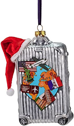 Gift Company Hänger Koffer, Silber - Hochzeits- und Weihnachts-Dekoration - Hänger - Elegant - Glas, Silber - Hängend - 1 Stück