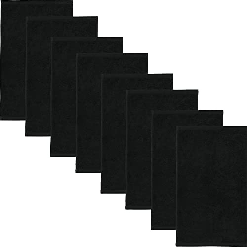 Erwin Müller Gästetuch 8er-Pack, Serie Heidenheim 100% Baumwolle schwarz Größe 30x50 cm - schnell trocknend und extra saugstark, kuschelweich, voluminöse Spitzenqualität