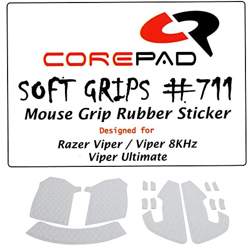 Corepad Soft Grips - Selbstklebende vorgeschnittene Anti-Rutsch Aufkleber für PC Gaming Mäuse (White, Razer Viper/Viper 8KHz / Viper Ultimate)