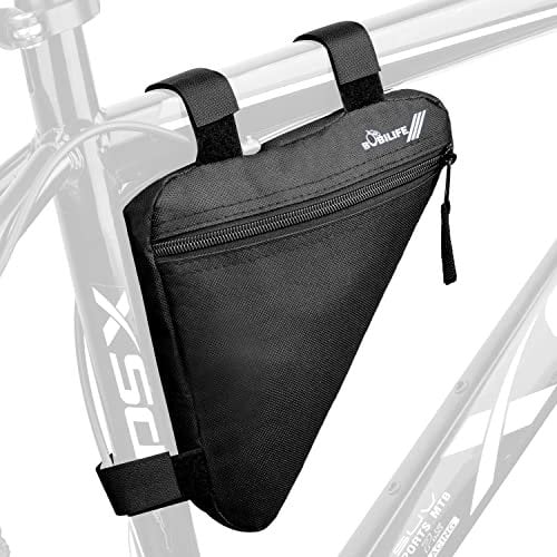 RUNQIN Bike Triangle Frame Bag - Bicycle Cycling Storage Triangle Top Tube Front Pouch Saddle Bag for Road and Mountain Bikes (Basic), Black