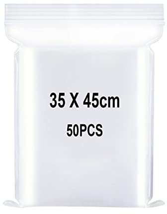 Resealable Clear Plastic Bags, Sealed Bag, Storage Bag, Press Seal Bags, Thickening and Durable, Apply to Craft Supplies, Kosmetische, Clothing Storage ect. 13.8x17.7(35x45cm) 50PCS