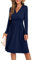 GRECERELLE Womens Autumn Wrap Dress Ladies Casual Long Sleeve V-Neck Midi Dresses for Women (Navy Blue, M)