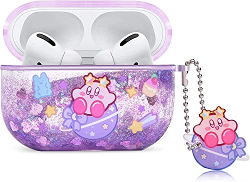 Ptnerbeh Süße AirPod Pro 2. 1. Hülle für Damen, Kawaii-Cartoon-Anime-Design, klarer Glitzer, Flüssigkeit, Quciksand, Hartschalen-Schutzhülle für Apple AirPods Pro 2. / 1. Generation