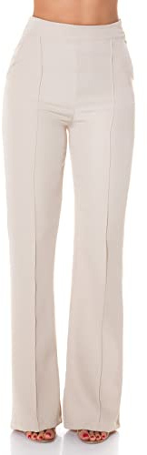 Koucla Uni Business High Waist Stoff Hose mit Schlag und Biesennaht XL