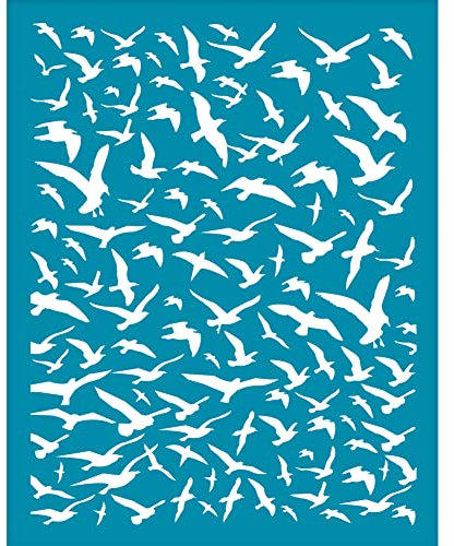 OLYCRAFT 10x12.7 cm Vogel Tonschablonen Möwe Siebdruck Für Polymer Clay Thema Sommer Nicht Klebende Siebdruckschablonen Sea Mew Mesh Transfer Schablonen Für Polymer Clay Ohrringe Schmuckherstellung