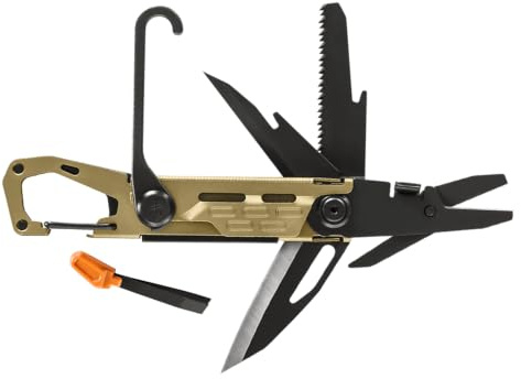Gerber Gear Stake Out 11-in-1-Multifunktionswerkzeug – 5,6 cm Glatte Kante, Zeltpfahlabzieher, Karabiner-Tragetasche – EDC-Ausrüstung und Ausrüstung – Bronze