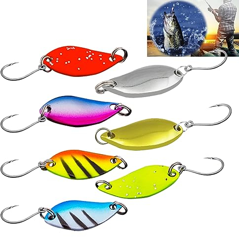 Peche Materiel Truite Cuillère Spinner,Cuillère à Pêche à la Truite,Cuillère Truite Hameçon,Perche Brochet Leurres Cuillers,Spoons de Pêche à Truite D'Appâts de Pêche Portable Leurres à Truite,7Pcs