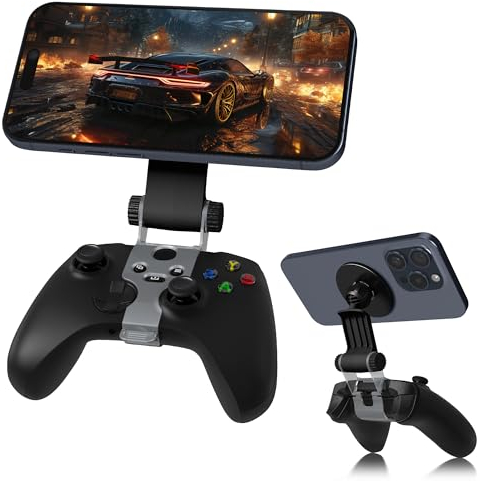 NEWZEROL Clip de Montaje para Teléfono con Controlador Magnético Compatible con el Controlador Xbox Series X/S, Accesorios Soporte mag-Safe Ajustable para Teléfonos Juegos Transmisión Remota - Negro