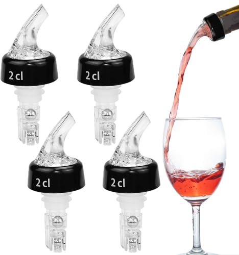 SLTAXAR 4 Stück Flaschenausgießer Spirituosen 2cl Dosierer für Flaschen, Ausgiesser für Spirituosen 2cl mit Bürste Portionierer Flasche bar Bottle pour Spouts Dosierer für Wein Schnaps Cocktails Öl
