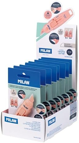 Présentoir 8 blisters cutter lame céramique STICK série 1918, rose Milan 6010108P