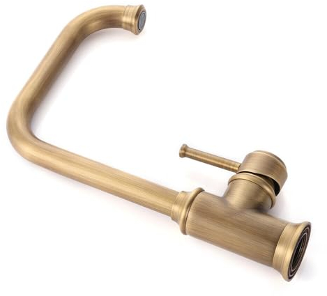Retro Küche Wasserhahn 360°Drehbar Messing-Spültischarmatur Einhebel Spüle Gold Amatur Küchenspüle Mischbatterie Einhebel aus Messing Küchenspüle aus Messing Landhaus Antik Stil