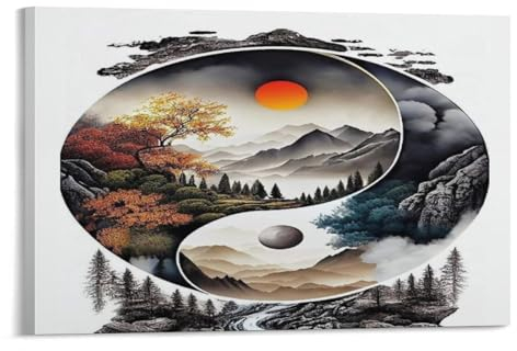 KeAan Yin Yang Tai Chi Poster, Dekoratives Gemälde, Leinwand, Wandkunst, Wohnzimmer, Poster, Schlafzimmer, Gemälde 12x18inch(30x45cm)