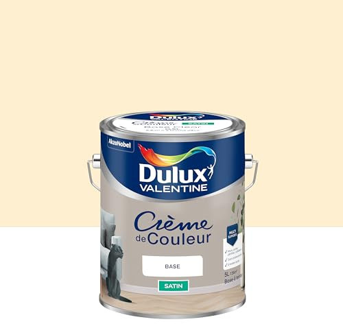 Dulux Valentine Crème de Couleur - Peinture multi-supports intérieure - Satin Blanc Cassé 5 L