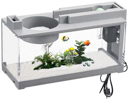Aquarium, Aquarium De Bureau, Aquarium De Poissons, Petit Aquarium Décoratif Rétro Silencieux avec Pompe À Air pour Poissons Betta, Crevettes, Tortues, Reptiles