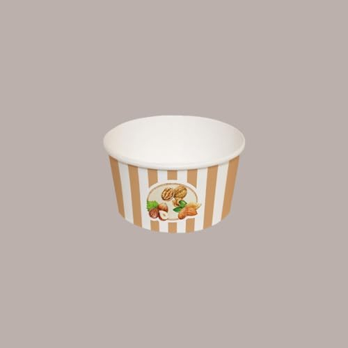 Lucgel Bicchiere Coppetta Gelato Carta Grande 200cc - Grafica Fruits&Stripes Nocciola, Fibra Cellulosica 100%, Riciclabile - 200 pz -