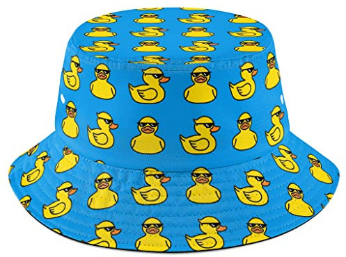 Zltegako Poker Casino Fischerhut für Damen, Herren, Sommer, Teenager, Fischerhut, Sonnenschutz, Kappe, Reisen, Strand, Urlaub, Ente mit Sonnenbrille, One size