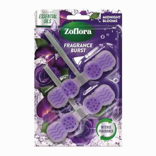 Zoflora Midnight Blooms Rim Blocks, 2 x 48g Pack, Continuous Freshness & Odour Control, Long-Lasting Scent, Kills 99.9% of Bacteria