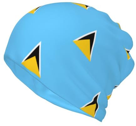 Ajiekjdsv Multifunktions-Beanie-Mütze mit Flagge von St. Lucia – weiche und dehnbare Totenkopfmütze für Damen und Herren – vielseitige Kopfbedeckung für Mode, Schwarz , One size
