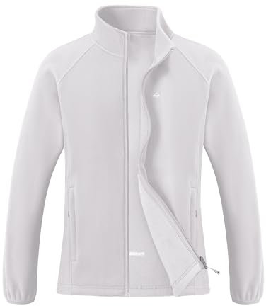 Pioneer Camp Damen Fleecejacke Leichte Fleece Jacket Reißverschluss Stehkragen Winter Warme Jacke Antistatische Sweatjacke mit Taschen Hellgrau L