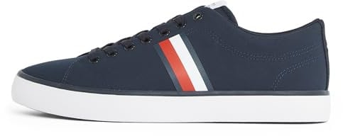 Tommy Hilfiger Sneaker con Suela Vulcanizada Hombre Core Stripes Mesh Low Top, Azul (Desert Sky), 43