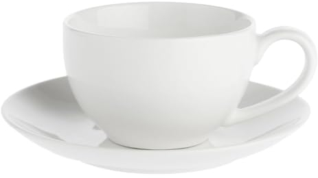 LA Porcellana Bianca Essenziale Tazza Colazione Cappuccino con Piattino 350ml Bianco