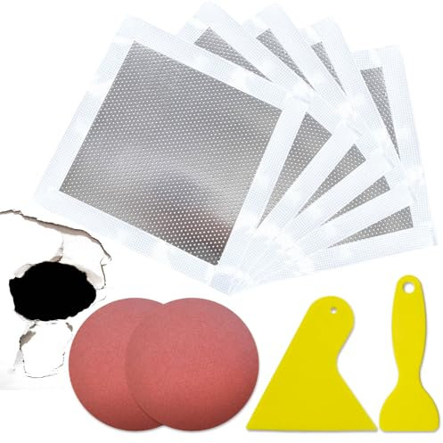 Tiruiya Rebouche Trou Mur, Bouche Trou Mur en Aluminium, Patch de Réparation de Mur, Maille de Fibre sur Plaque Galvanisée, Cache Trou Mur pour Réparation Cavités Murales et Trous Dans les Plafonds