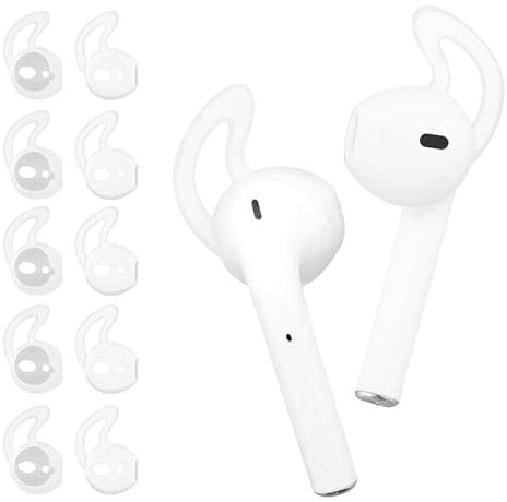 Wincredulous 5 Pairs Ear Hooks Tips, Silicone Soft Earhooks for Airpods,Anti-slip Sport Earbud Tips Compatible for Airpods,Earphones Accessories for Jogging,Cycling,Running (White)