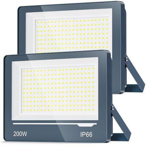 TOPAUBUB Spot LED Extérieur 200W Blanc Froid - 20000LM 6500K IP66 Projecteur LED Extérieur Etanche Lampe Phare Halogene Exterieur Jardin Terrasse(2 Pièce)