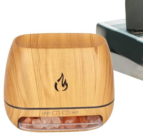 Ultrasonic Oil Difuser Salt Lamp Scent Diffuser - Oil Diffuser,3 In-1 Simulated Flame Scent Aromatherapy Oil Humidifier, 7 Color Change Humidifier Vaporizer Salt Lamp For Bedroom