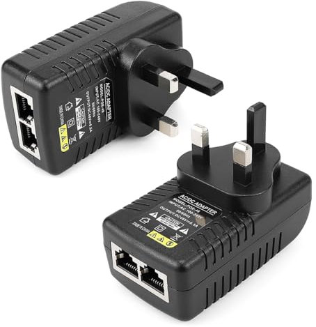 ZJIVQO 2PCS 48v 0.5A POE Adapter,DC Power Supply Adapter, Over Ethernet Adapter with UK Plug Power Supply UK Wall Plug Power over Ethernet for 48V POE Device