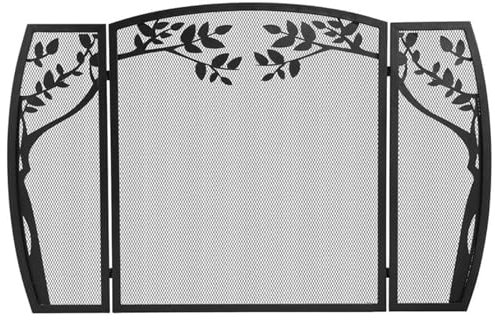 Vituord Kaminschirm Aus Eisen, Großer Faltbarer Kaminschirm Mit 3 Paneelen, 113 X 75 cm, Kaminschutzgitter Aus Maschendraht, Schutzabdeckung Für Außenkamin, Schwarz
