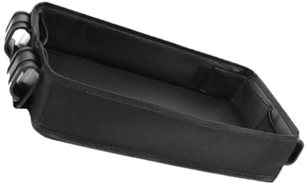 IWOWHERO Universal Baby Stroller Snack Tray Cup Holder Phone Organizer Black Oxford Cloth Pushchair Tray Accessory for Toddlers Clip-on Stroller for Travel