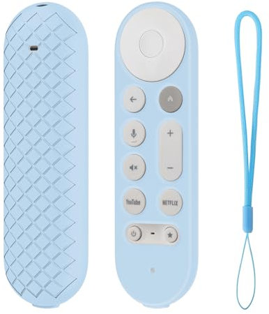 FTRONGRT Funda Compatible con Google TV Streamer 4K 2024, Ultrafino y Ligero, Anti-Caída, Anti Choques, Funda Protectora de Silicona Suave para Mando a Distancia.Azul Cielo