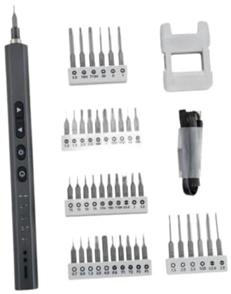 Milageto Elektrischer Schraubendreher-Satz, kompakter Kraftschraubendreher und LED-Leuchten mit 42 Bits, Reparaturwerkzeug, Mini-Schraubendreher für Laptop