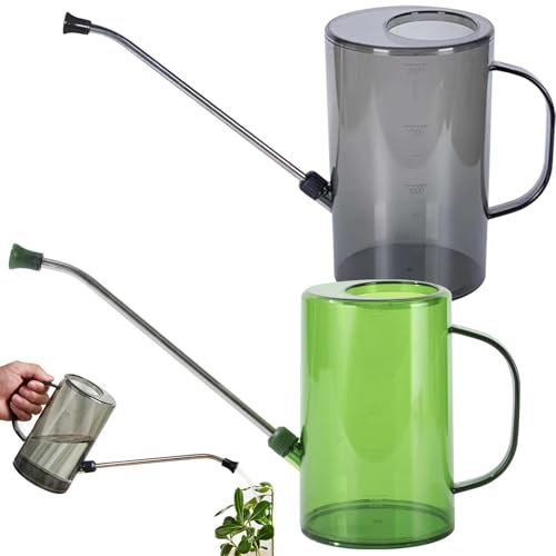 2 annaffiatoio per piante da interno, annaffiatoio da 1 l, con beccuccio lungo, in acciaio inox, per piante da interno, mini annaffiatoio per piante da interno, per la casa, bonsai, fiori da giardino