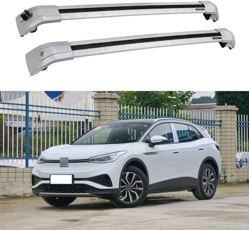 Teptal Dachträger für VW ID4 ID.4 X 2021 2022 2023 2024, 2-teilig Gepäckablage Car Zubehör Seitenstangen Schienen Dachreling Dachträger,C/Silver